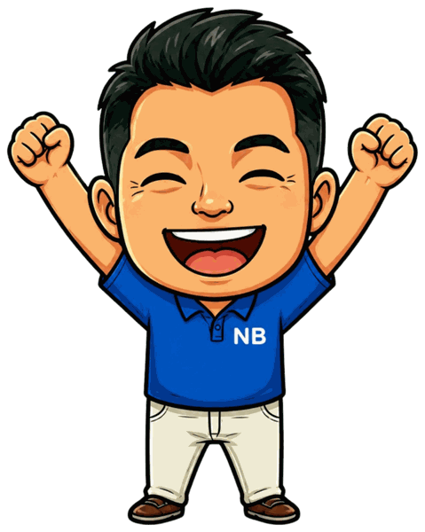 両手を上げて喜ぶNOBU