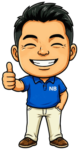 ウインクして親指を立てるNOBU